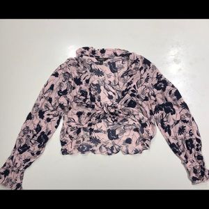 Express cropped front tie blouse